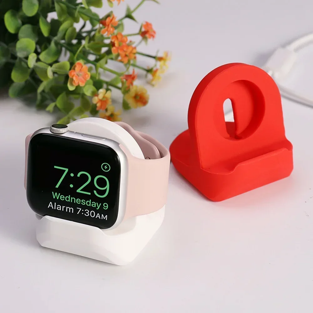 Silicone Charge Stand Holder Station Dock for Apple Watch Series 1/2/3 42/38mm Charger Cable Non-slip Support Charging Silicone