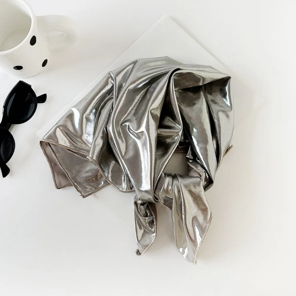 

Модный Y2K жидкий серебряный шарф для волос, мягкая накидка в стиле хип-хоп, лазерный цвет, повязка для волос, тонкий шарф, повязка на голову, бандана в стиле панк для девочек