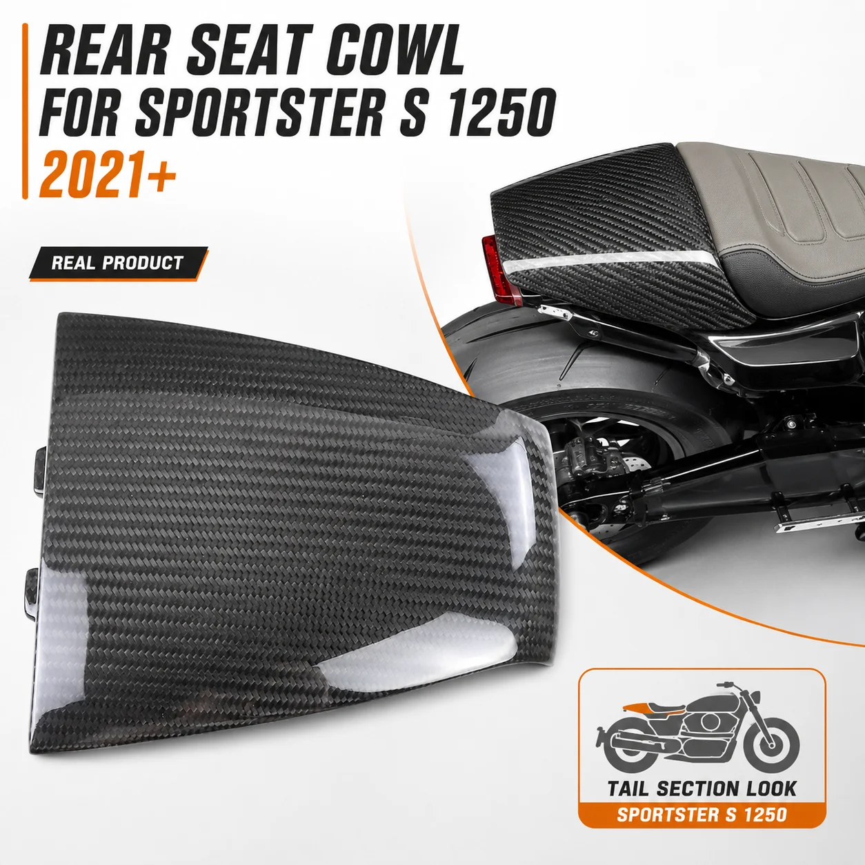 Rear Seat Cowl Tail Seat Cover Carbon Fiber Tail Section for Harley Sportster S 1250 RH1250S 2021+ Motorcycle Accessories