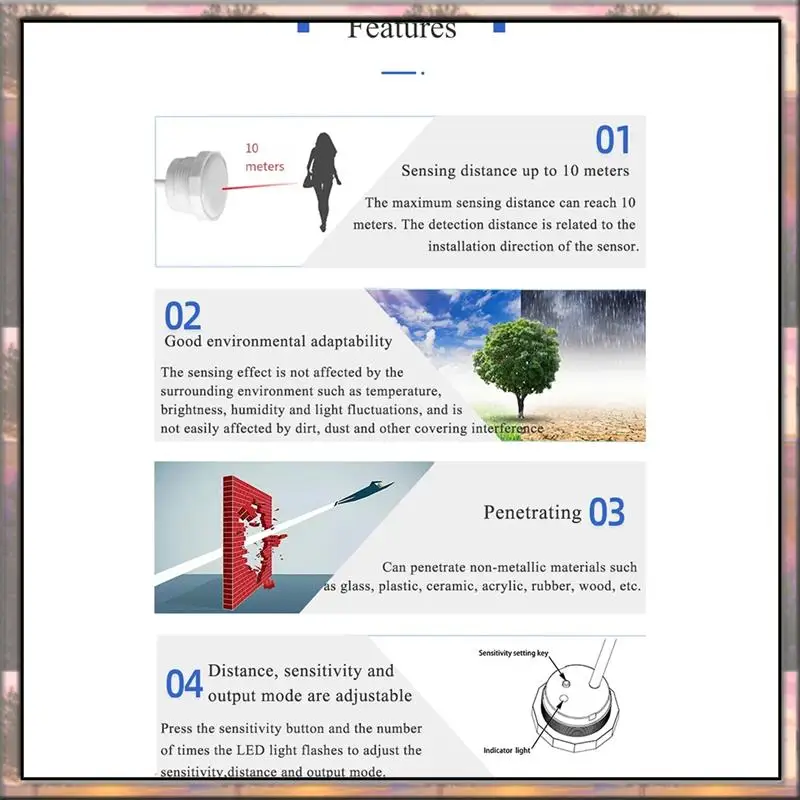 BAAZ HOT XKC-LD500B 5.8Ghz Long Range Microwave Motion Sensor For Body Presence, 10M LD500B-V