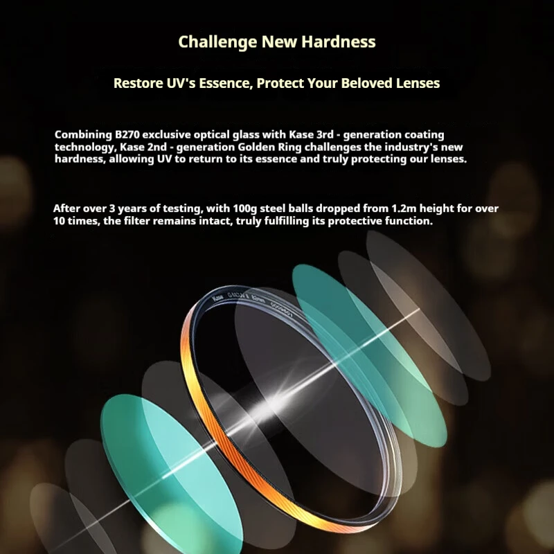 kase  Golden Ring G-MCUV Lens (2nd Generation) – Impact-Resistant, High-Transmission, UV-Cutting, Multi-Coated