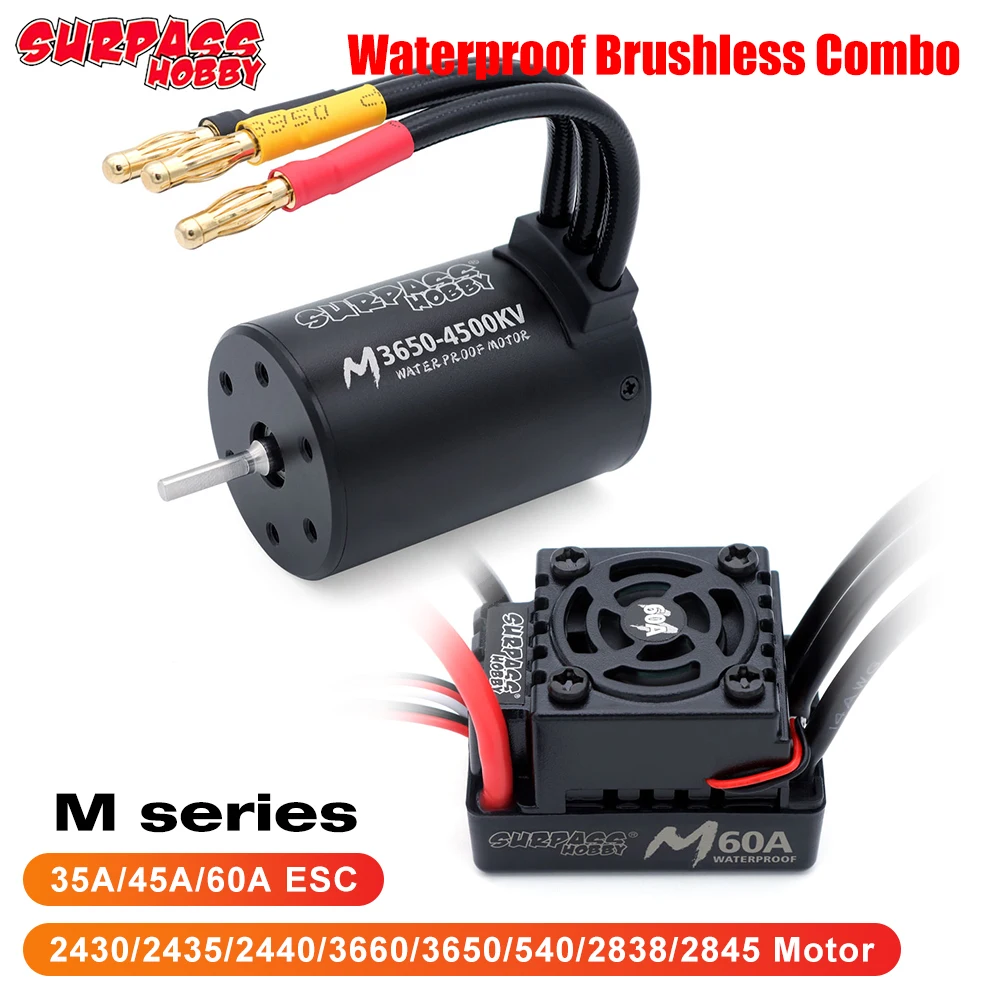 SURPASS HOBBY RC M24/28/540/36 Motor M35A/45A/60A ESC For 1/10 1/12 1/14 1/16 1/18 RC Car Boat
