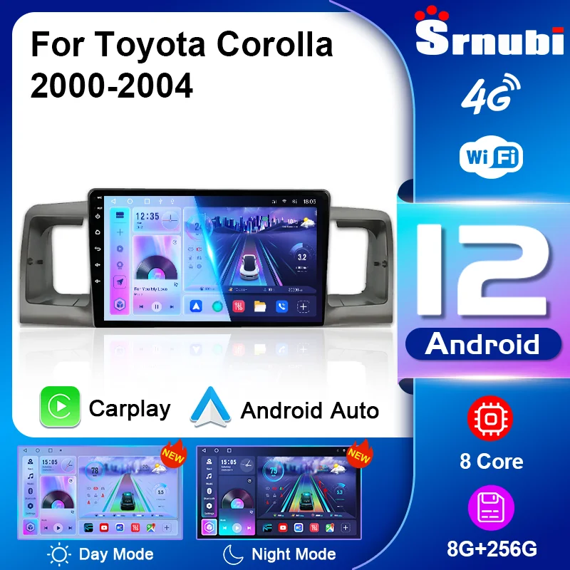 

2 Din Carplay Auto Android Car Radio Multimedia Player for Toyota Corolla E130 E120 2000-2004 Stereo Navigatore Headunit Audio