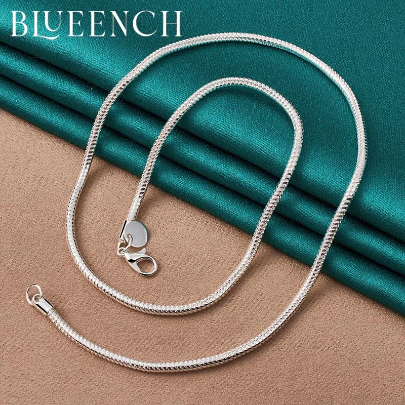 Blueench 925 Sterling Silver Snake Bone Chain 4mm Thin Chain Necklace For Women Men Personality Fashion Jewelry