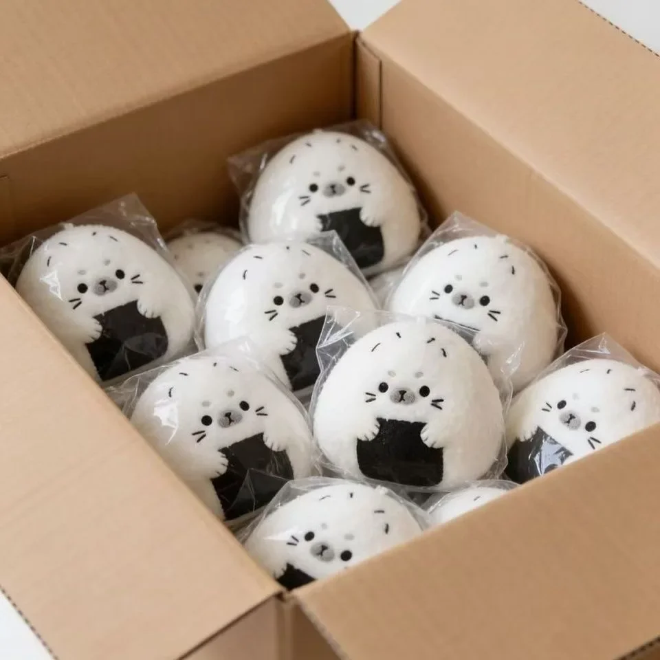 Rice ball seal plush pendant cute girl school bag pendant healing doll keychain
