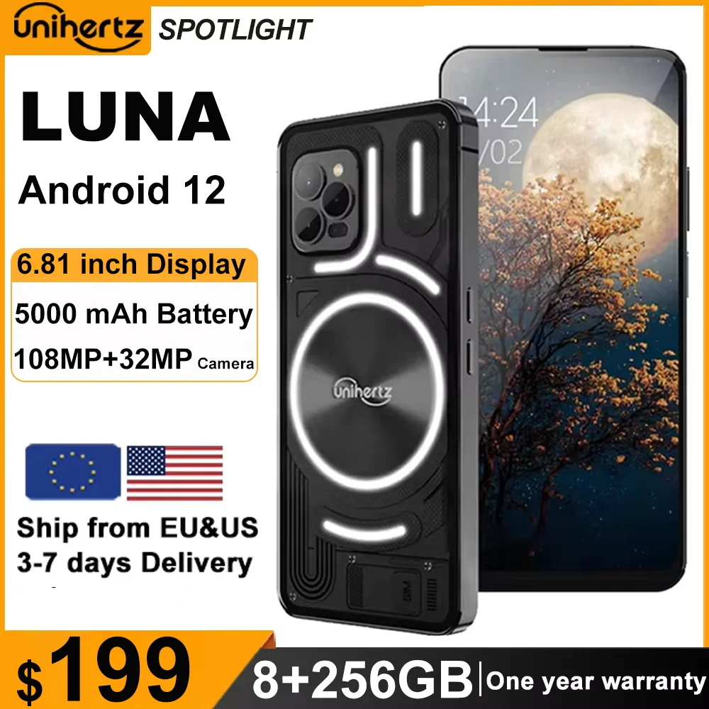 Unihertz Luna Smartphone Rhythm Ambient Light 8GB 256GB 108MP G99 Mobile Phone Night Vision Cellphones