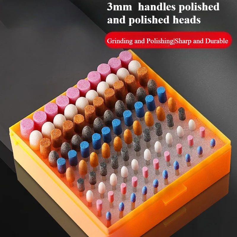 

100pcs 3mm Shank Grinding Polishing Bits Set metal mold rust removal and polishing hand electric drill grinding head