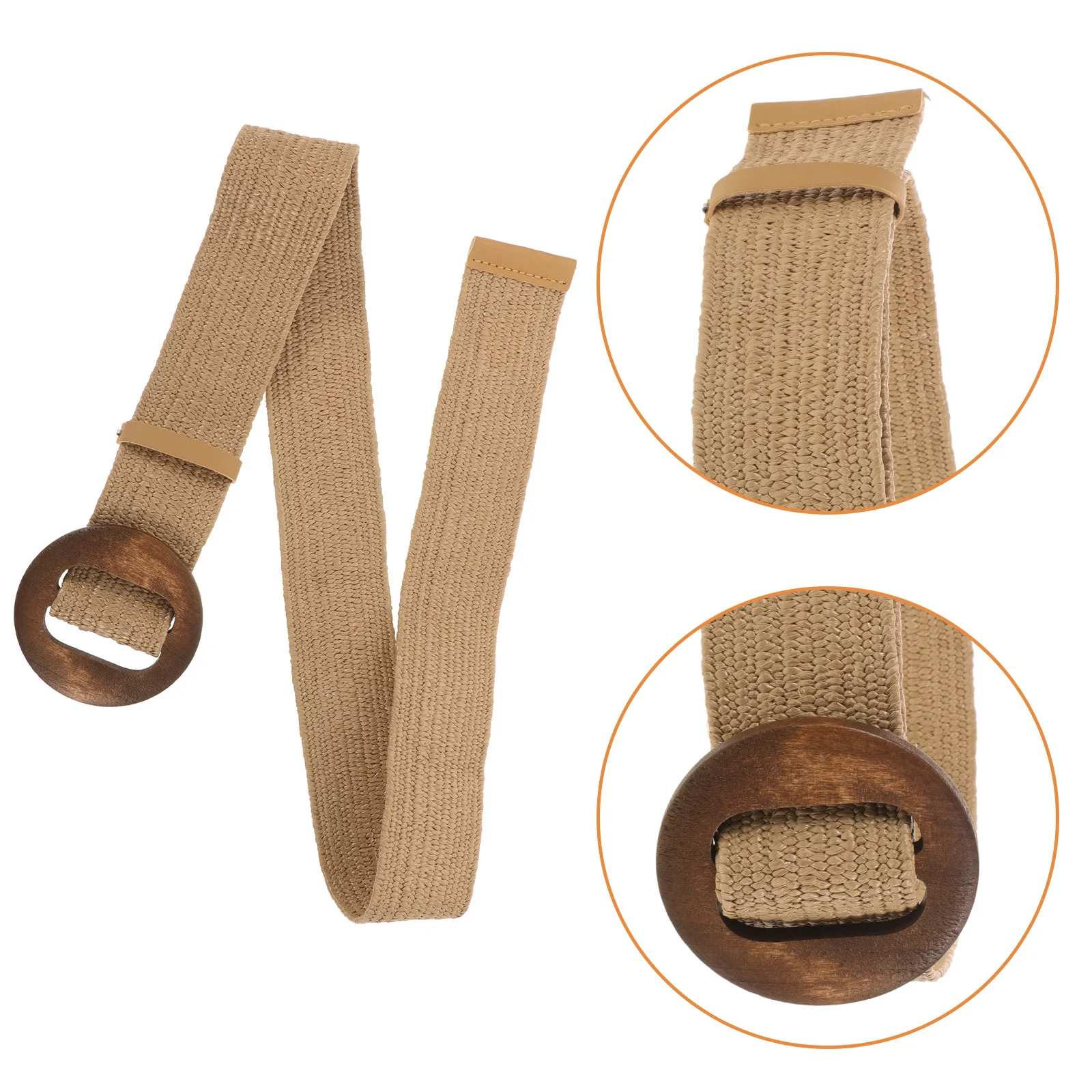

Brown Woven Waist Belt Women Braided Adjustable Wooden Buckle Casual Dress Waistband Trendy Woven Belts Brown Wide Belt Women