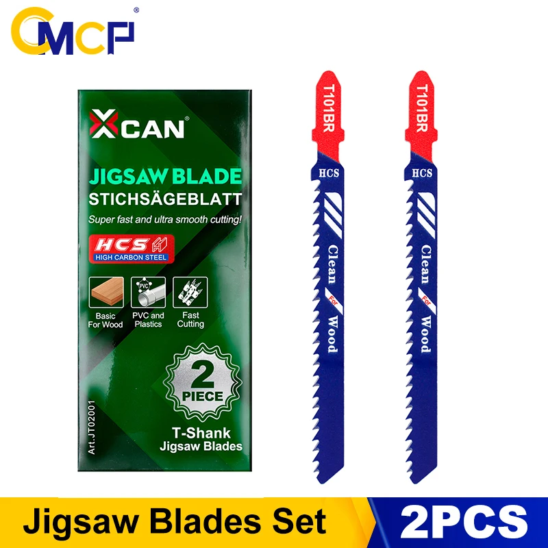CMCP 2pcs Jigsaw Blades Set T101BR T111C T144D HSS T-Shank Jig Saw Blades Fast Cut For Cutting Wood Plastic Metal Hand Tools