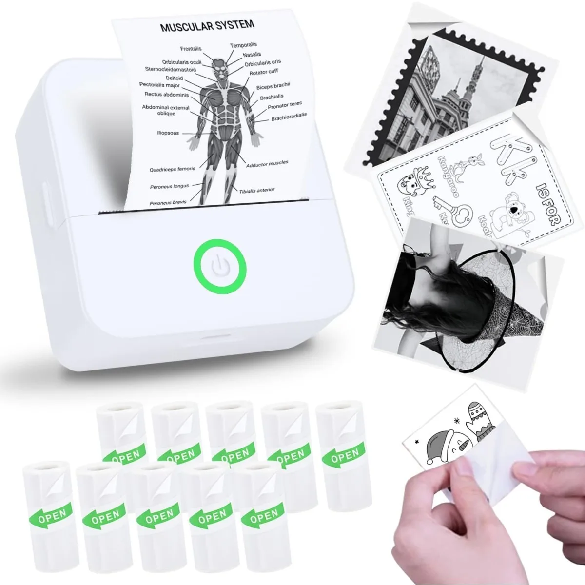 

[Portable Mini Printer] Portable Thermal Mini Printer | Inkless Pocket Photo Printer for Pictures, Photos, Journals, DIY,57*25mm