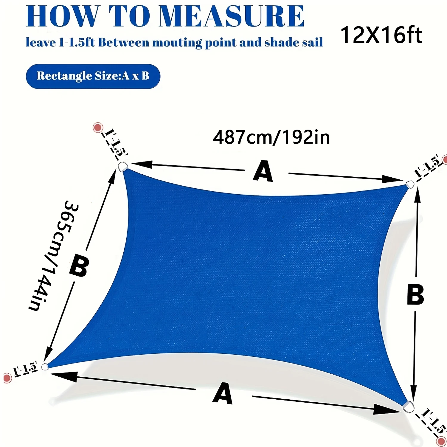 Voiles d'ombrage bleues 12x16  - Outdoor Furniture Hdpe avis et prix