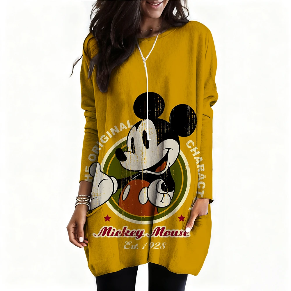 

Womens Fashion Disney Mickey Mouse Minnie print T-Shirt Long Sleeve Shirt Loose Casual Streetwear Tops Trendy Ladies Fashion Top