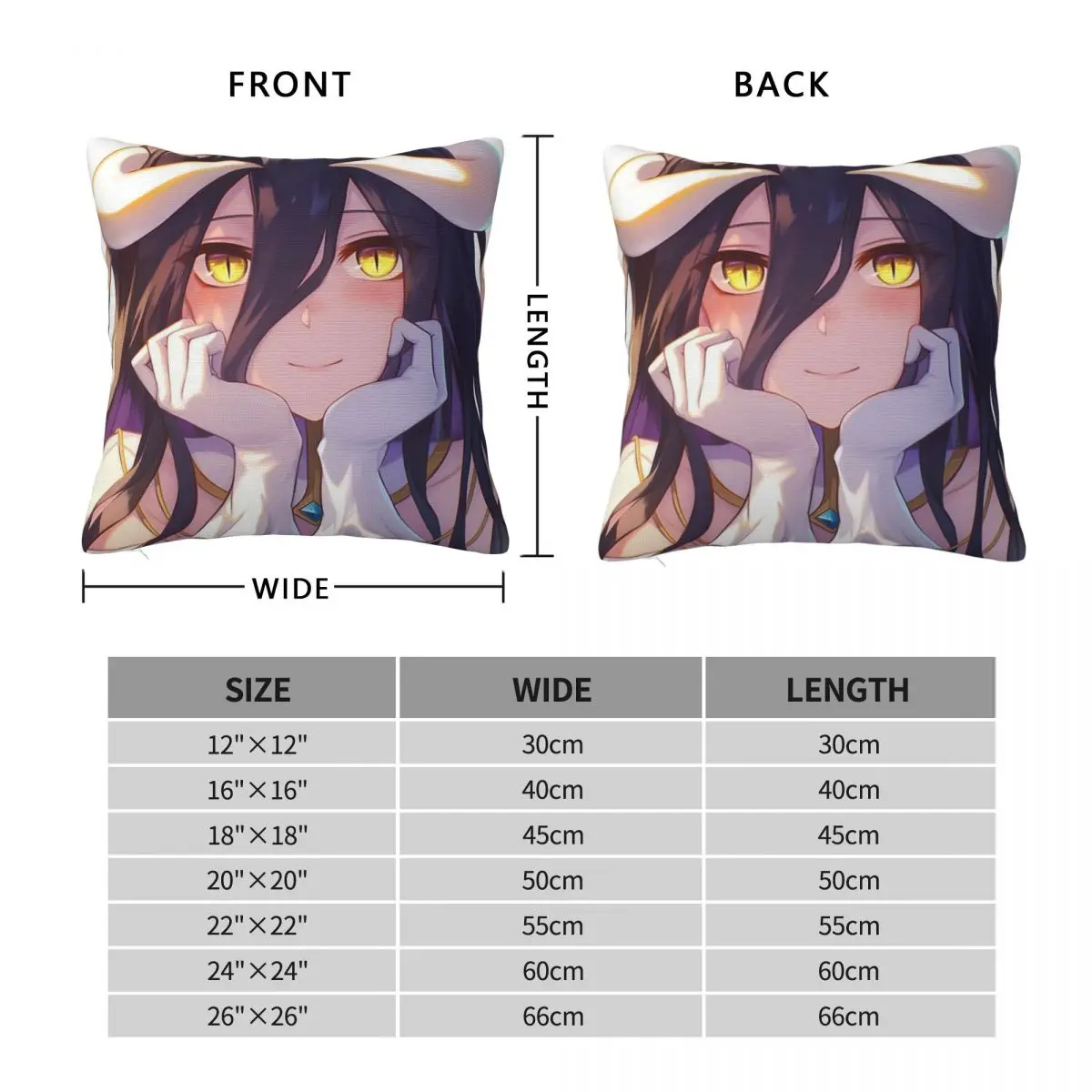 Adventure Anime Albedo Overlord Square Pillowcase Cushion Cover Pillow Case Throw Pillow Cover for Home Bedroom Car