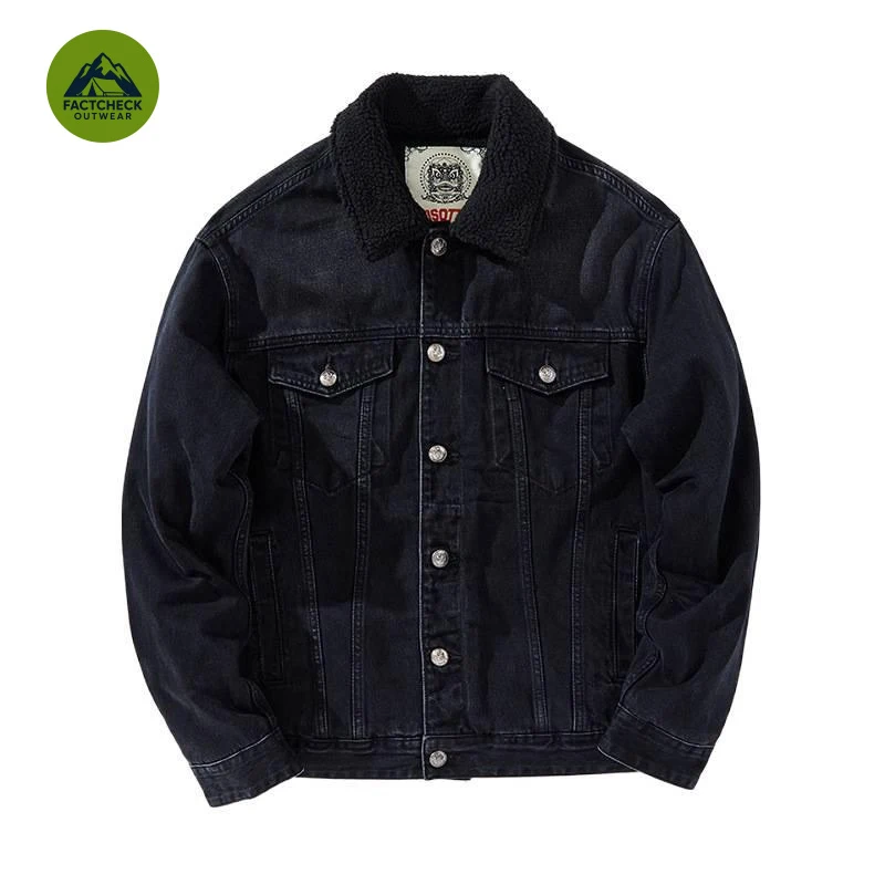 FACTCHECK EU US Size Luxury Quality Denim Jacket 350g Lambwool Fleece-Lined Autumn Winter Vintage Work Warm Jacket view 3