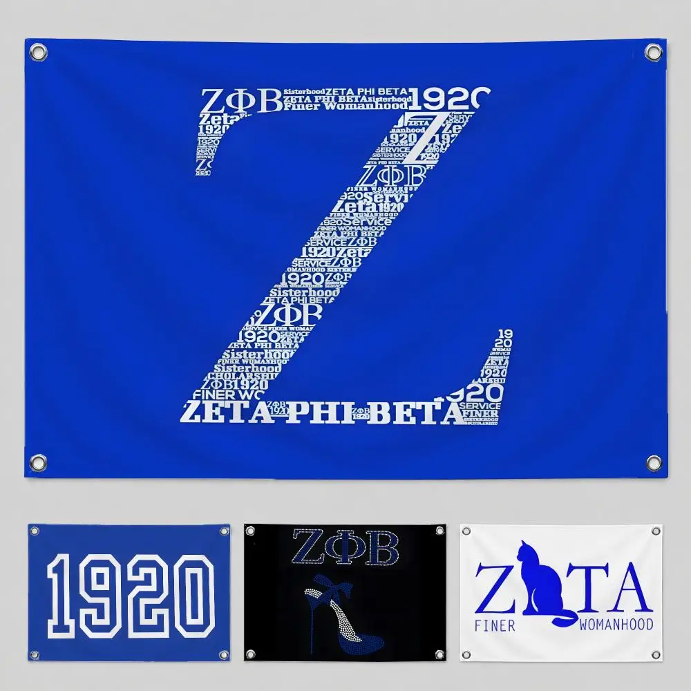 Zeta Phi Beta Sorority Flags Home Yard & Garden Decor Banner - Indoor Outdoor Wall Hanging Flag