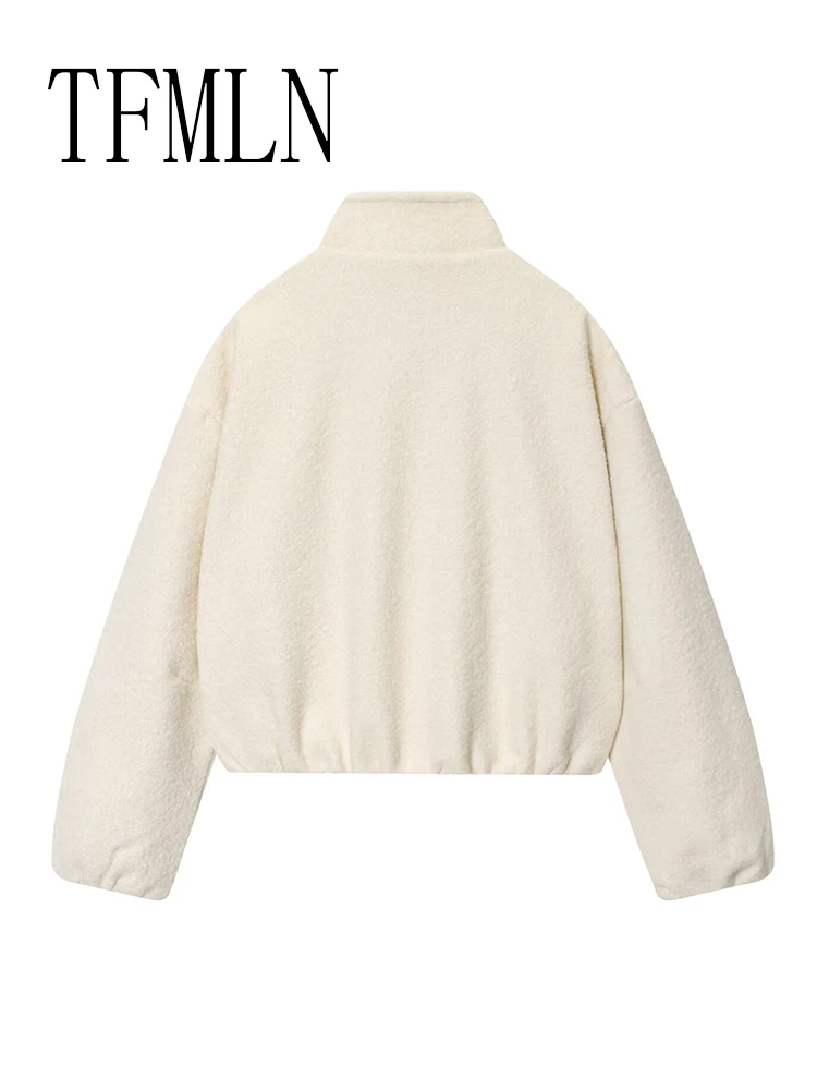 TFMLN femmes mode polaire veste 2025 nouveau automne hiver épaissi manches longues col montant fermeture éclair manteaux dame vêtements d'extérieur chaud