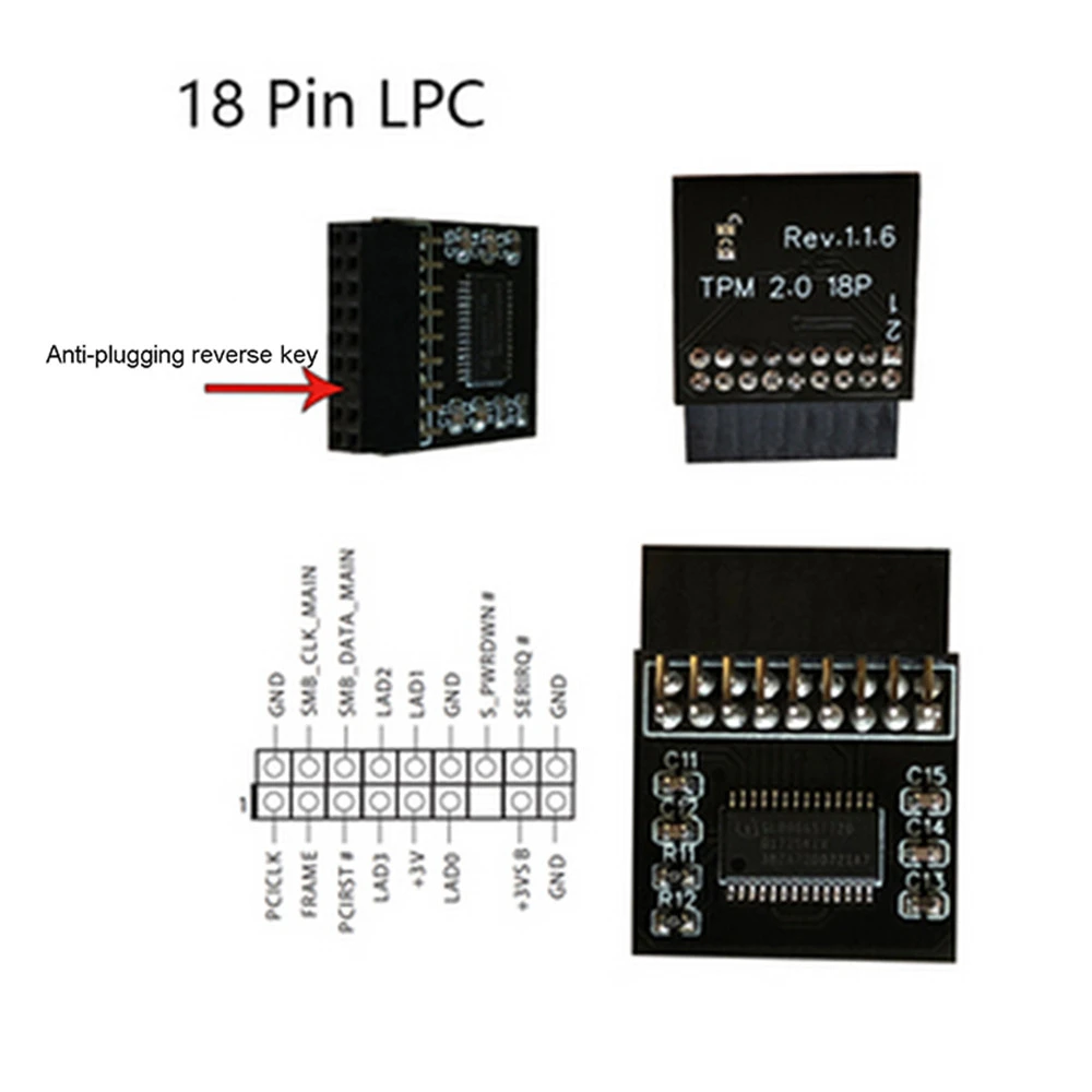 Modulo di sicurezza TPM2.0 sostitutivo Scheda schede madri SPI 14 pin LPC 14/18/20 pin per piattaforma Asrock TPM2 -SLI -S -SPI
