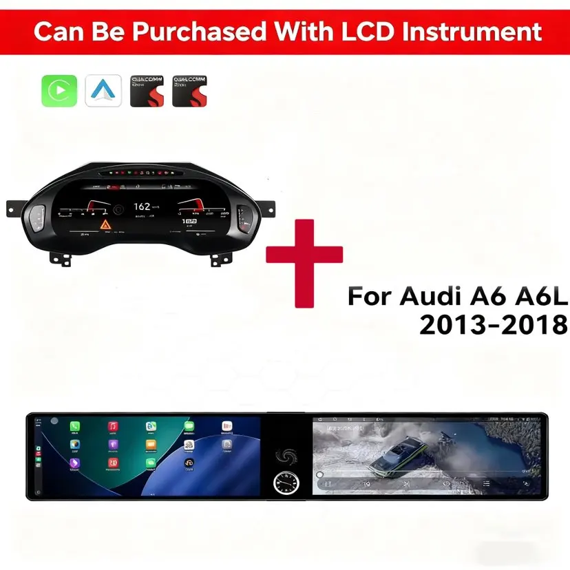 

Автомобильный GPS-навигатор с двойным экраном 12,3 Carplay Android 14, для Audi A6 A6L 2013-2018, мультимедийный плеер на приборной панели, автомобильный радиоприемник