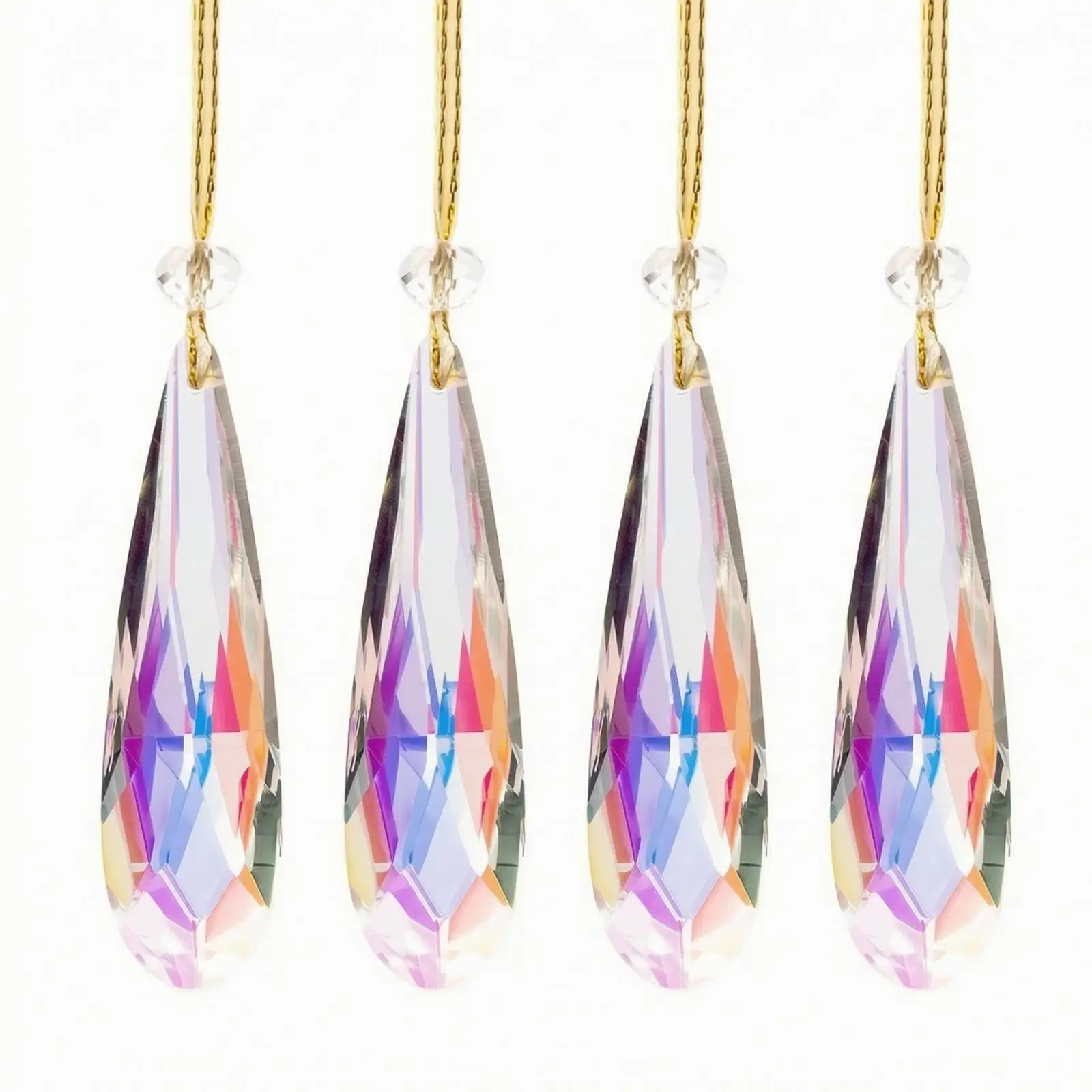 Sun Catcher Crystal Teardrop Pendant Glass Rainbow Maker Window Hanging Ornament Faceted Decor for Dining Room Entryway