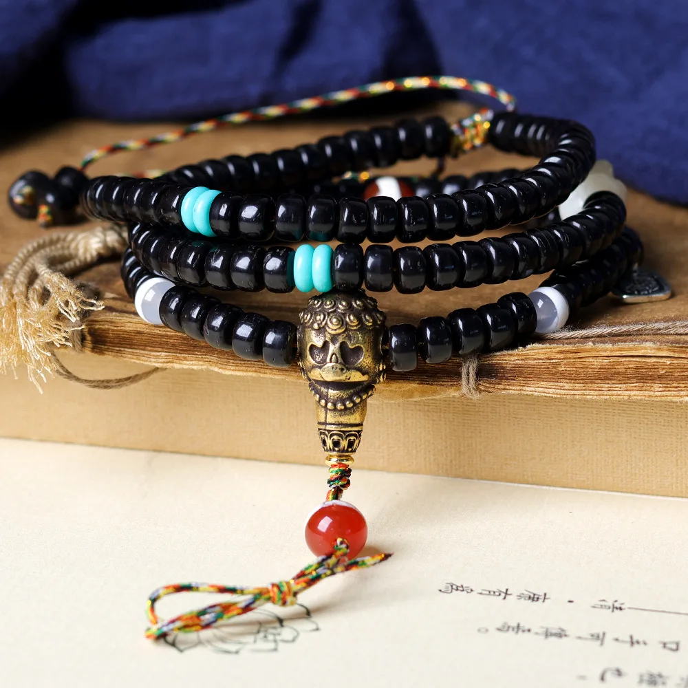 Hand woven coconut stem pill beads universal pendant necklace rope original design ethnic style cultural toys