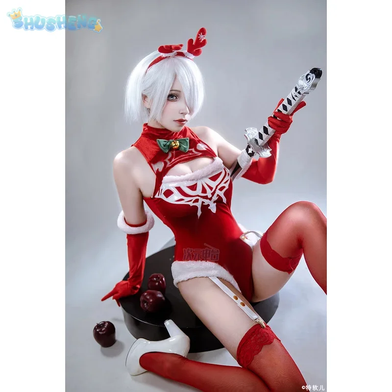 

NieR:Automata YoRHa No. Костюм для косплея типа B 2, женский сексуальный рождественский комбинезон в стиле аниме, плащ, носки, реквизит, униформа для новогодней вечеринки