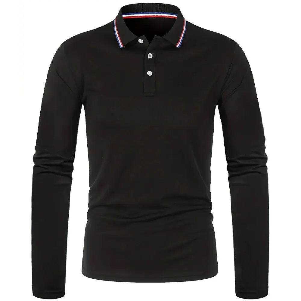 Men's Spring and Autumn Casual Breathable Comfortable Polo Shirt Hot Selling Fashion Men's Business Long Sleeve T-Shirt