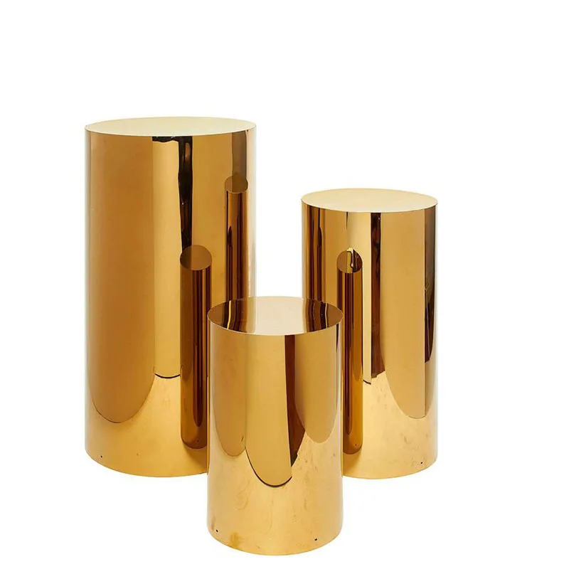 

New Wedding Props Stainless Steel Cylinder Road Guide Dessert Table Birthday Party Cake Table Wedding Hotel Decoration