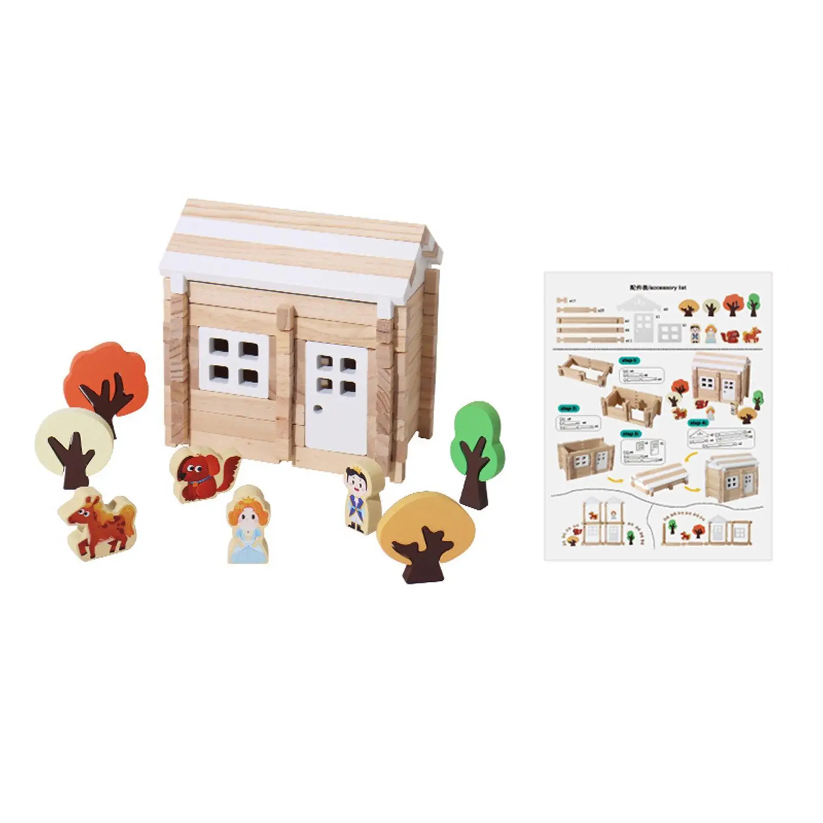 Wooden House Building Blocks Set Hands on Ability Creativity DIY Interaction Construction Building for Children Kids Boys Girls
