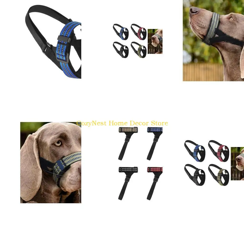 92MF Dog Muzzle Mouth Guard German Dog Nylon Reflective Training Halters