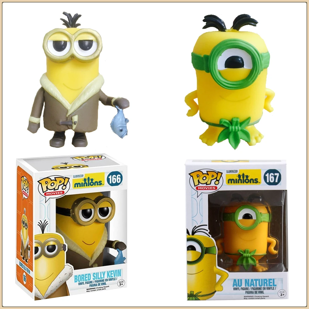 FUNKO POP Despicable Me Action Figures Fantasy Animation Minions Kevin Au Naturel Cartoon Cute Model Doll Boy Girl Collect Gifts