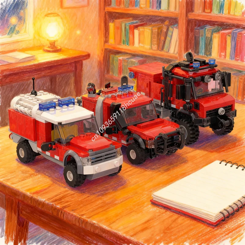 804ピース MOC 難攻団バンドル 自分の街を構築する 消防モデル 組み立てブロック おもちゃ 建設 クリスマスギフト ブロック