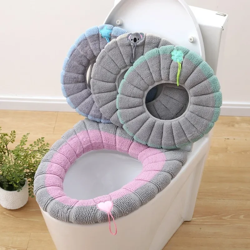 1pcs Thicker Bathroom Toilet Seat Cover Pads Soft Comfortable Toilet Seat Cushion Cover Stretchable Toilet Seat Warmer Easy Inst
