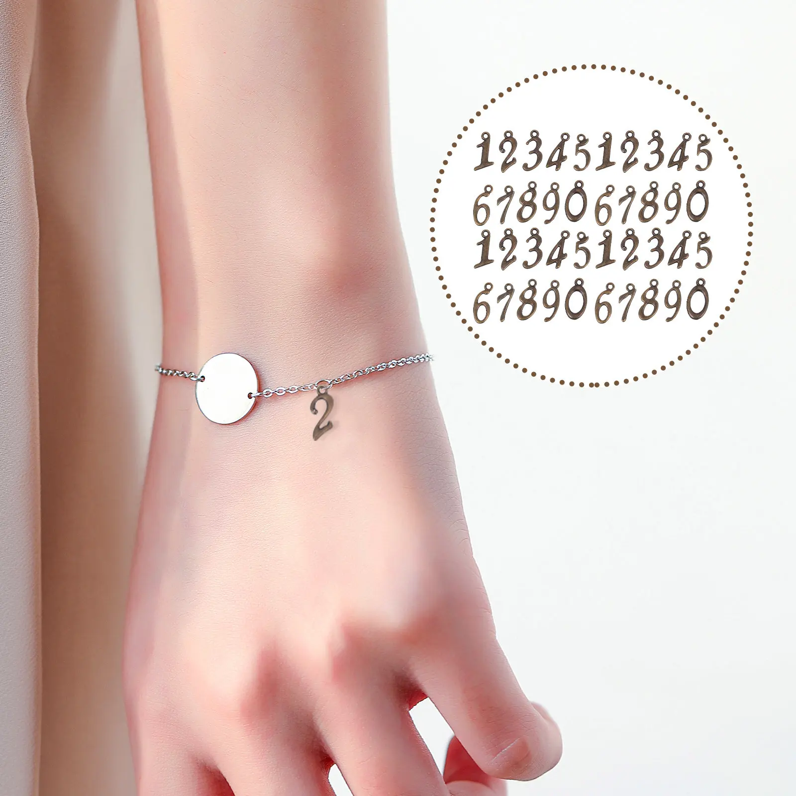 

50 шт. металлических подвесок-цифр (0-9) из сплава, аксессуары для рукоделия, фурнитура для украшений, браслетов и брелоков