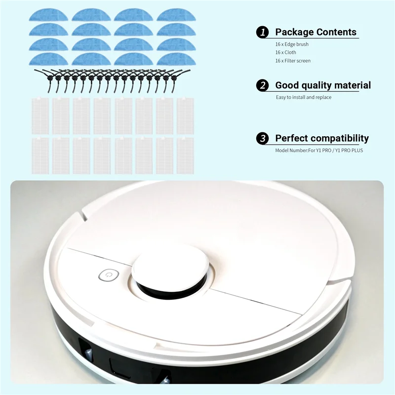 

AA86 для робота-пылесоса ECOVACS Y1 PRO/Y1 PRO PLUS, боковая щетка, фильтр Hepa, швабра, тканевые аксессуары, запасные части
