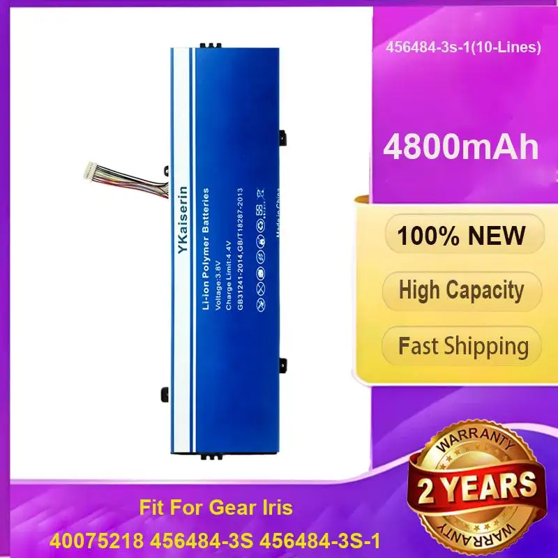 4800mAh Portable Rapid Charging Fit For Gear Iris 40075218 456484-3S 456484-3S-1 456484-3s-1 10-Lines Laptop Battery