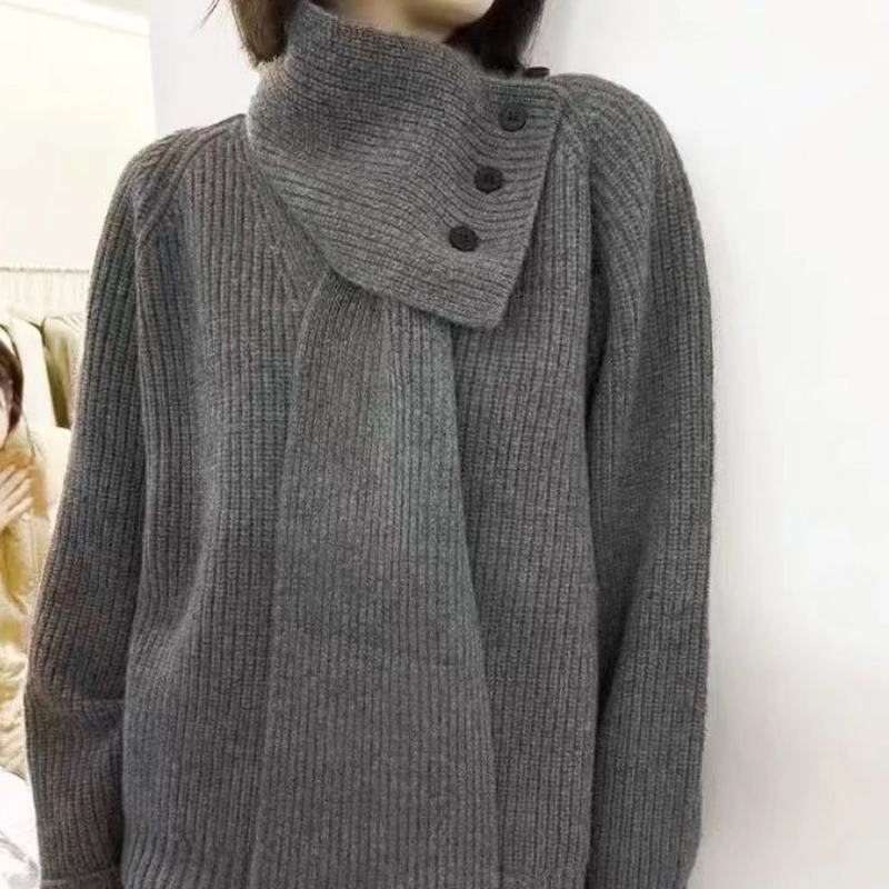 

Deeptown Vintage Black Sweater Women Elegant Casual Oversize Long Sleeve Pullover Fashion Autumn Winter Solid Sweater Aesthetics