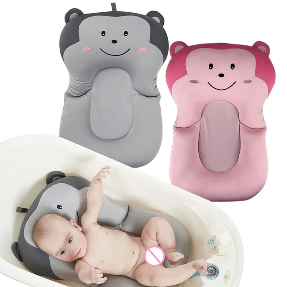 Cute Cartoon Monkey Baby Bath Tub Foldable Pad Chair Bathtub Seat Infant Support Cushion Mat