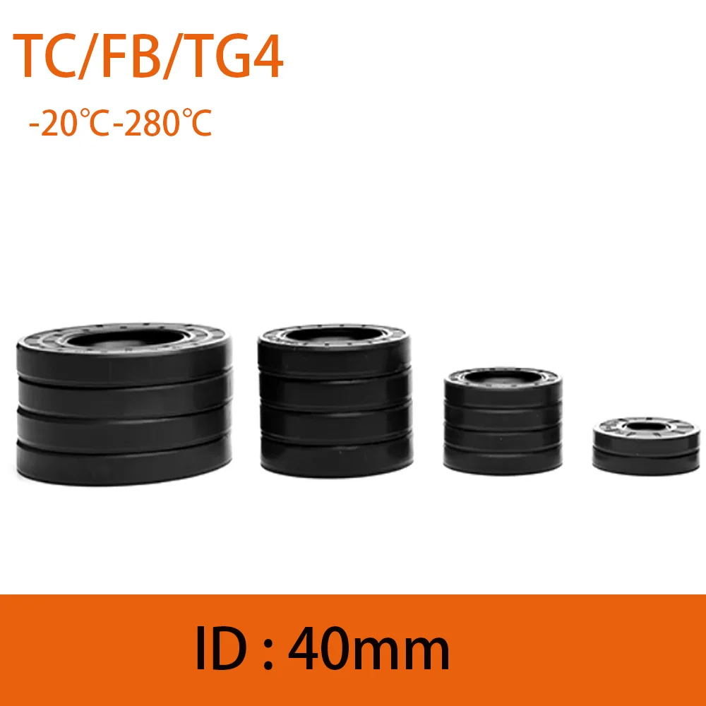 

5Pcs NBR ID 40mm Black TC/FB/TG4 Skeleton Oil Seal Rings Double Lip Seal Gasket For Rotation Shaft Acid & Alkali Resistant