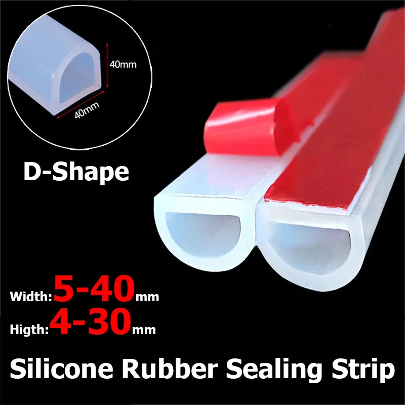2-10M D Shape Silicone Rubber Sealing Strip Semi Circle Hollow High Temperature Self Adhesive Door Window Sound Insulating Strip image 3