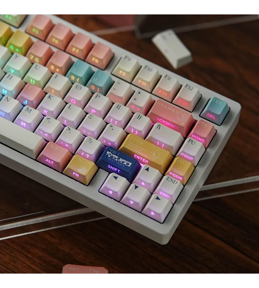 Midsummer Night Double Engraving Transmission Pbt Original 131 Key Keycap Korean Russian German Western Grammar Phonetic