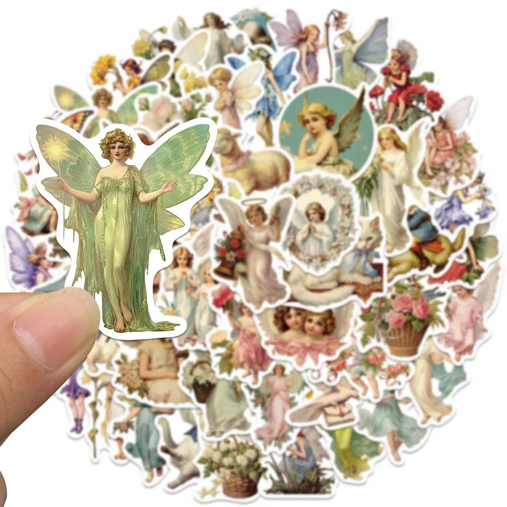 50PCS Fairy Tale Oil Painting Elf Art Cartoon Vintage Stickers for Kids DIY Laptop Skateboard Scrapbook Motorcycle Decals Gift