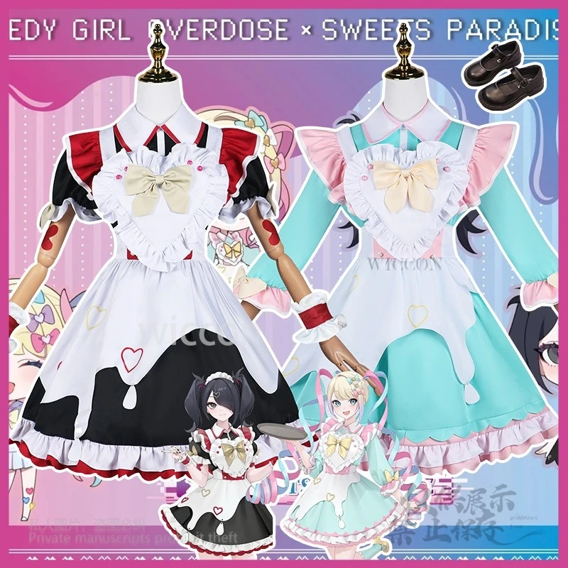 

Anime Game NEEDY GIRL Cosplay Costume Suits Dress Synthetic Wigs Game Overdose Uniform Wig For Women Girl Hawalloween Customized