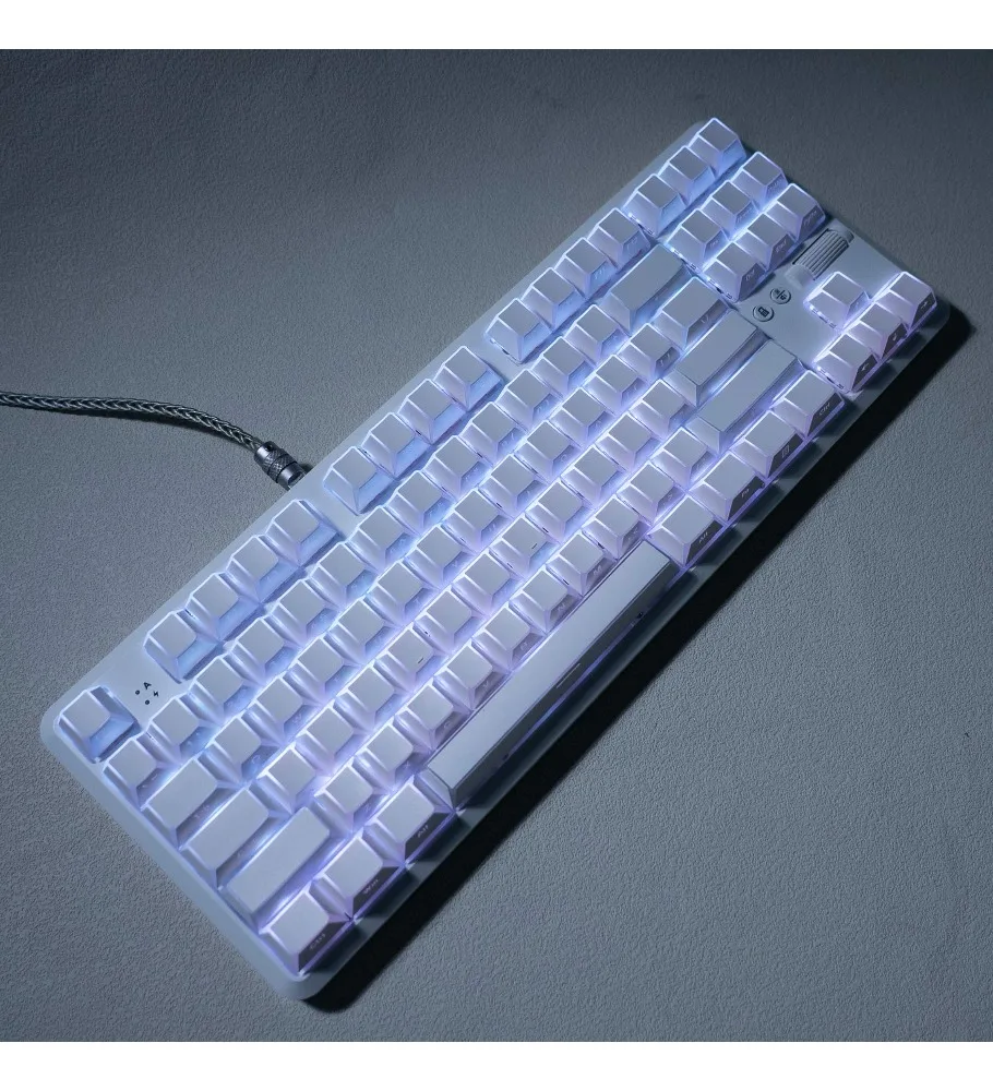White folding angle light-transmitting side engraved luminous keycap
