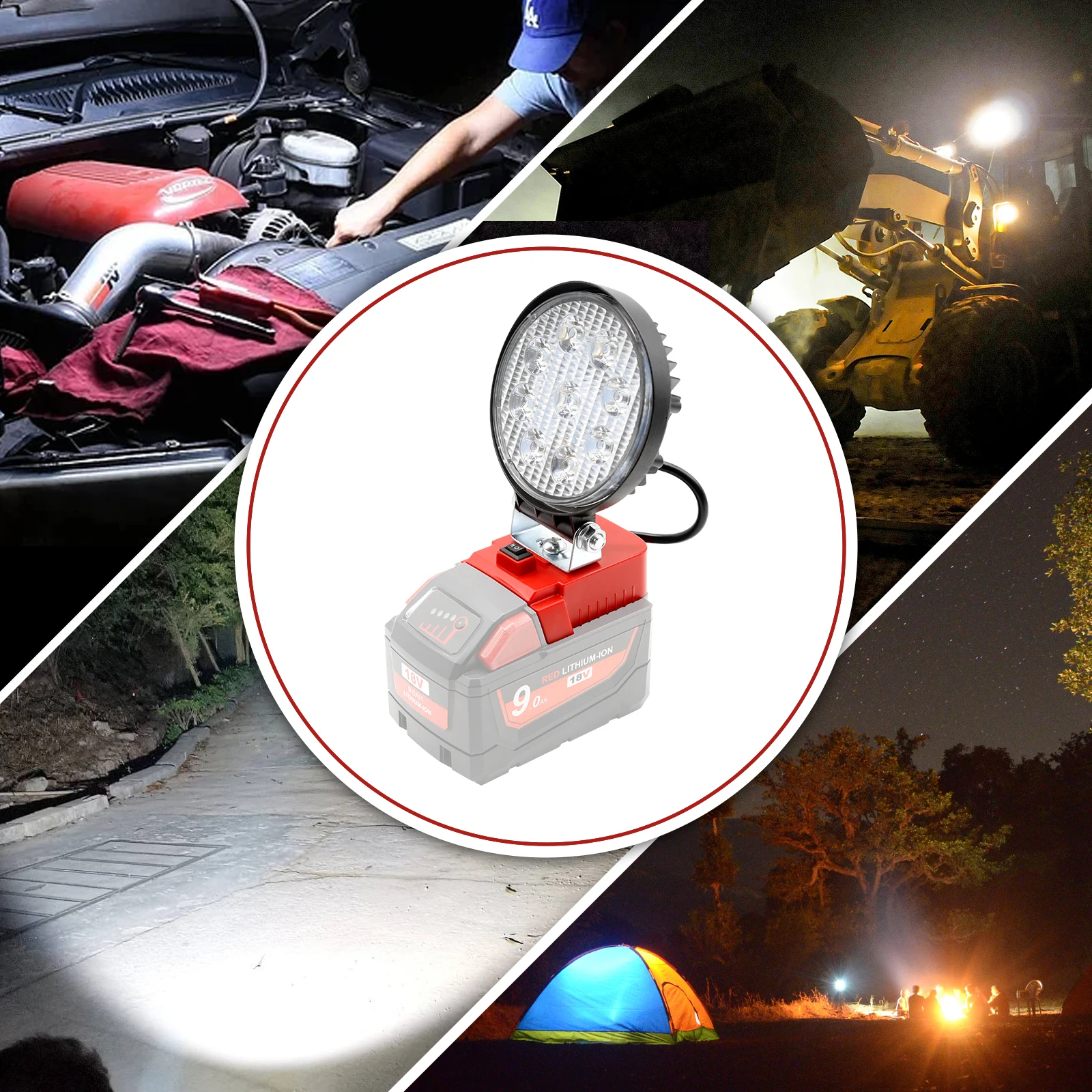 For Milwaukee M18 18V 27W LED Work Light Compatibliy Li-Ion Battery LED Flashlight Battery Tool Lamp Flood Lights