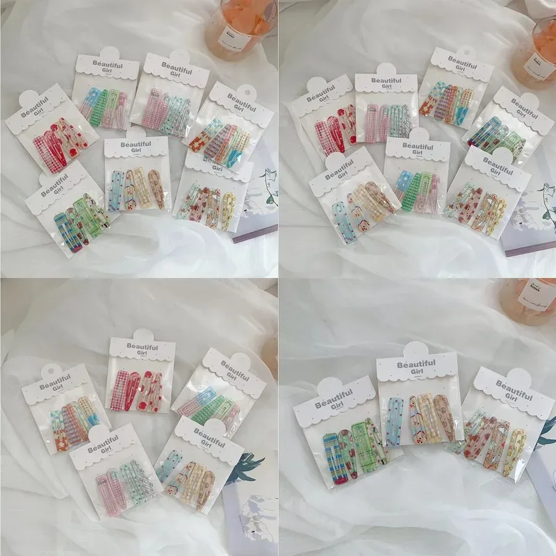 Women Sweet Colorful Fruit Print Plaid Hair Clip Spring Summer Versatile Bangs Pin Dopamine Girl Side Crushed Cute