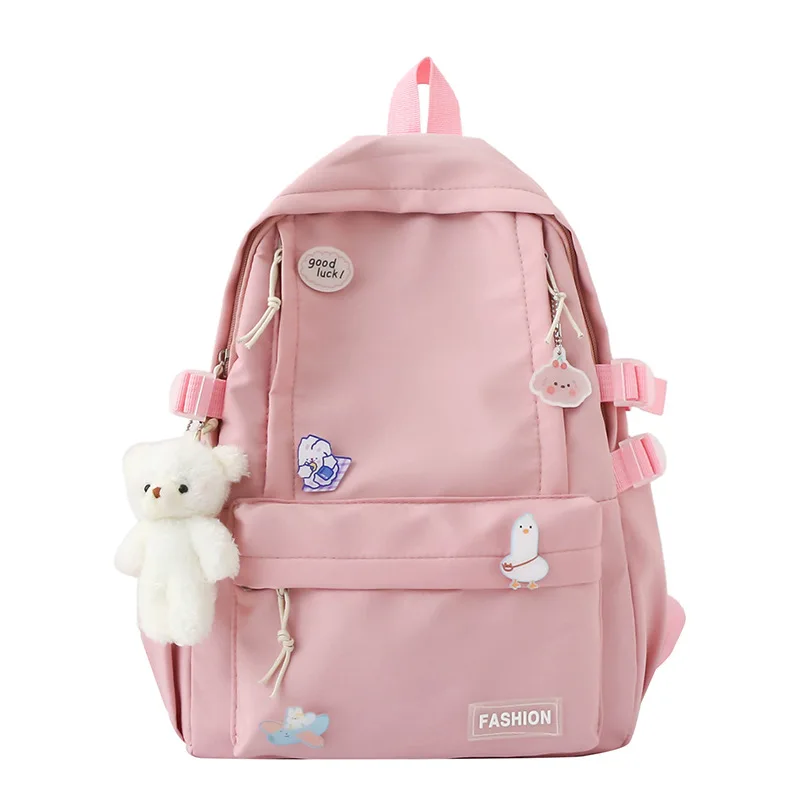 Solid Color Schoolbags Junior High School Student Backpack Elementary College Soft Backpack Shoulder Bag Women