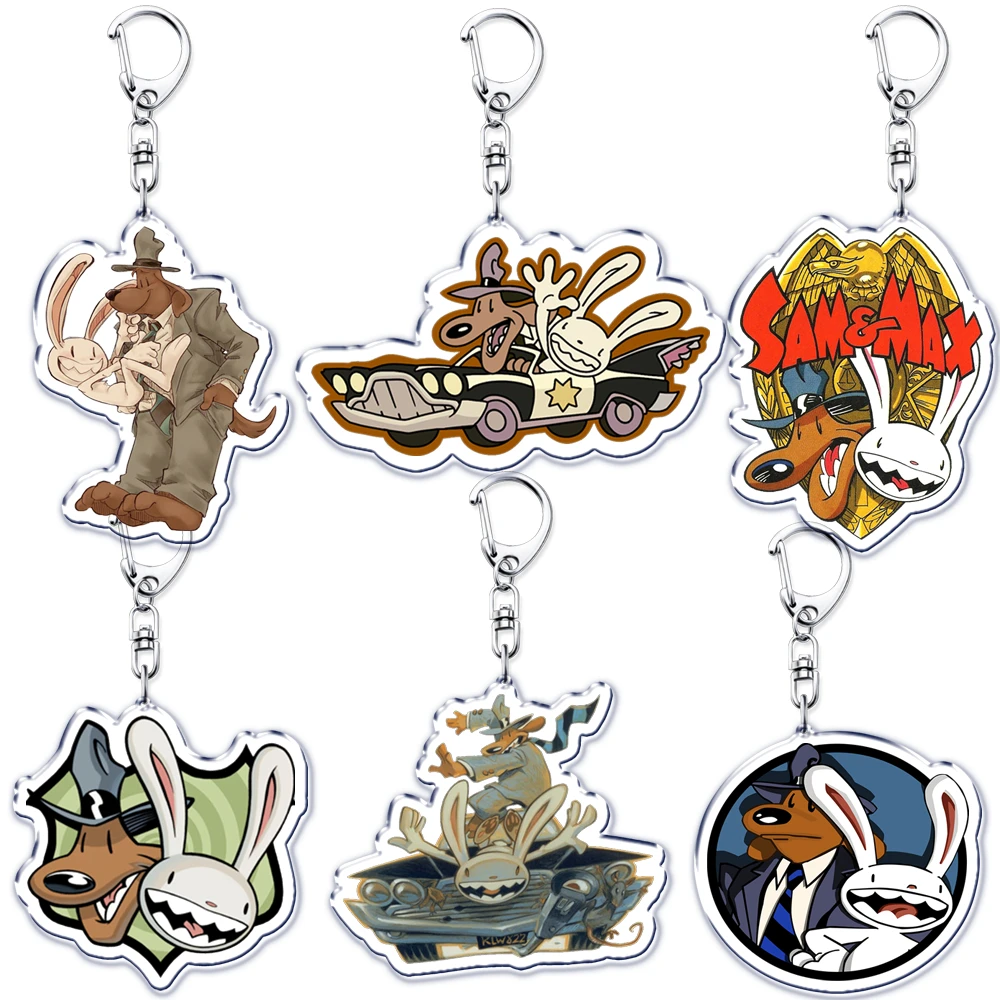 Popular Comics Freelance Police Acrylic Keychains for Accessories Bag Hot Cartoon Dog Rabbit Pendant Keyrings Jewelry Fans Gifts