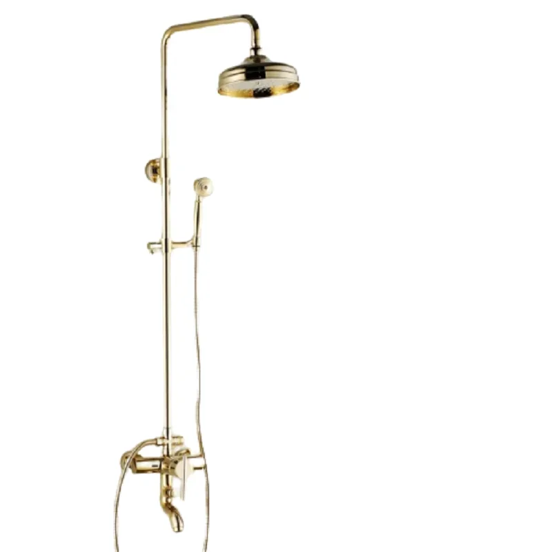 YyhcGolden Waterfall Shower Set Complete With Stainless Steel Bar Shower Head And ABS Hand Shower