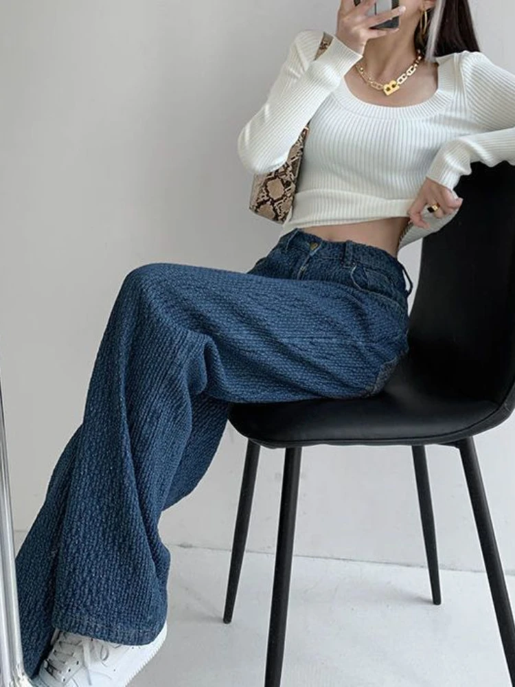 Wide Leg Jeans Women Loose Design Personality Streetwear Denim Trousers Leisure All-match Korean Style Ladies Empire Popular New