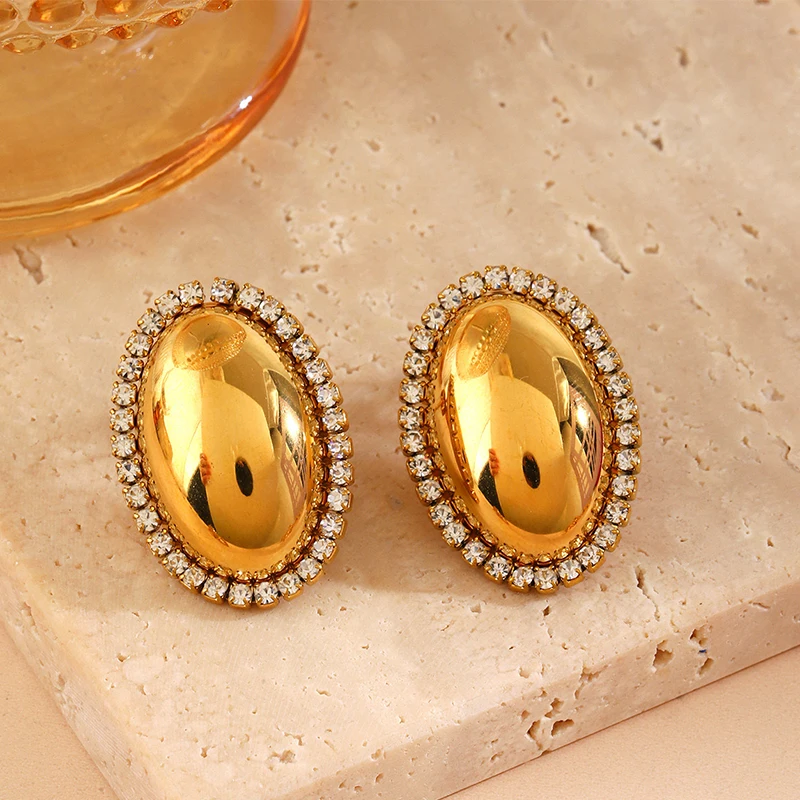 Loe| Stainless Steel Geometric Earrings Women. Inlaid Zircon. Vintage Charms Stud. Fashion 2024